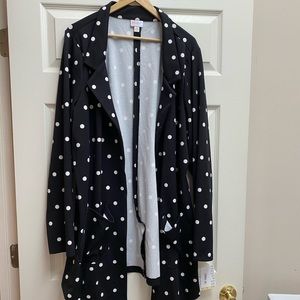 LuLaRoe Gwen Open Front Blazer Black White Dots 3X